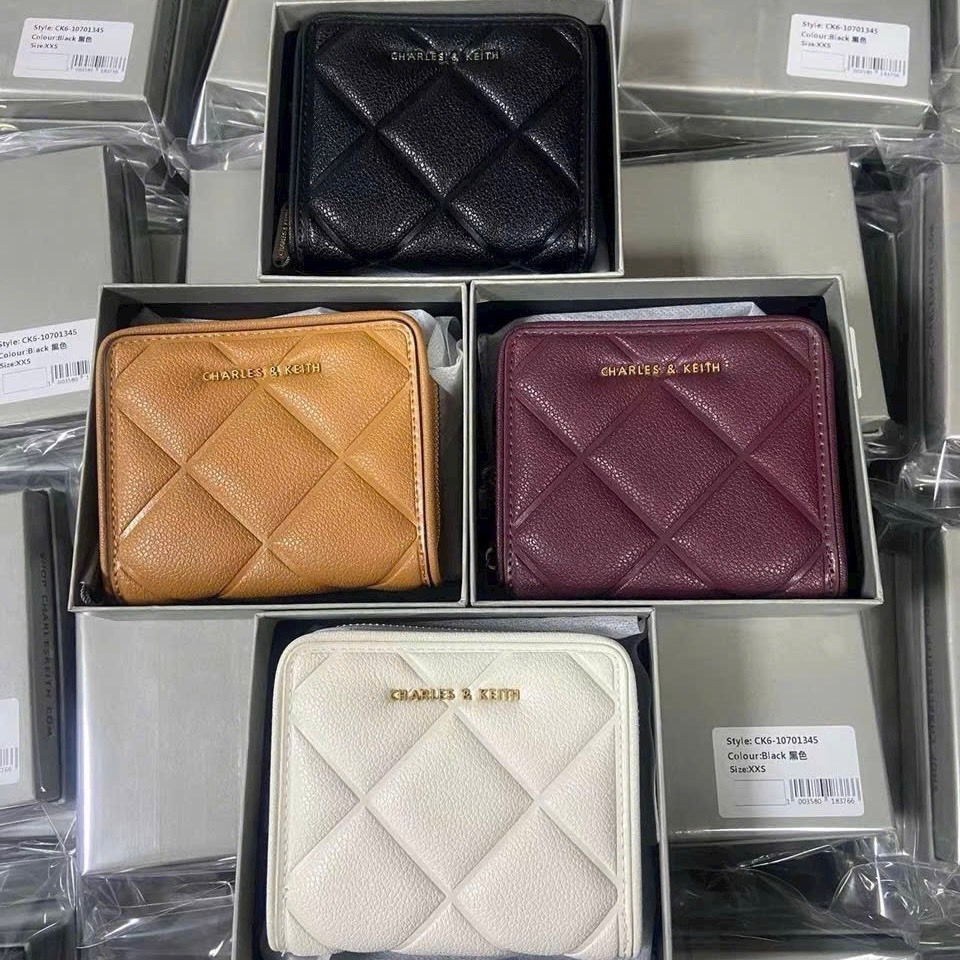 Ví nữ cầm tay, ví gập cê ka trám nhiều ngăn full box - Lucky9store