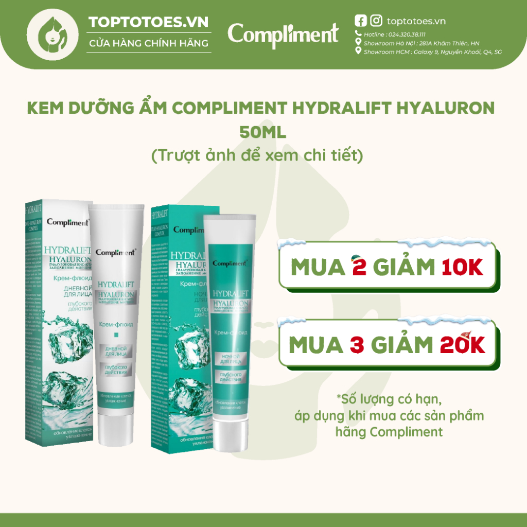 Kem dưỡng ẩm Compliment Hydralift Hyaluron dưỡng ẩm, phục hồi và chống lão hóa 50ml