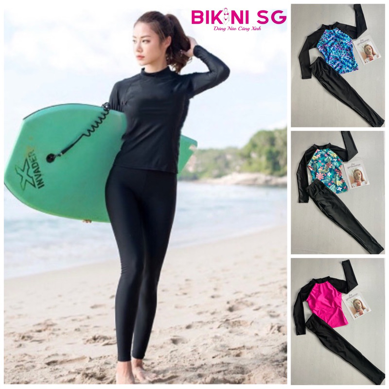 Đồ bơi giữ nhiệt nữ bigsize kín đáo tay dài quần dài Áo tắm học sinh che nắng Bikini Sài Gòn đi bơi biển Bikini SG | BigBuy360 - bigbuy360.vn