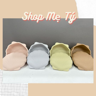 Bát / chén ăn dặm TGM hình vỏ sò có đế hít kèm nắp hãng TGM baby Hàn quốc chất liệu silicone an toàn cho bé