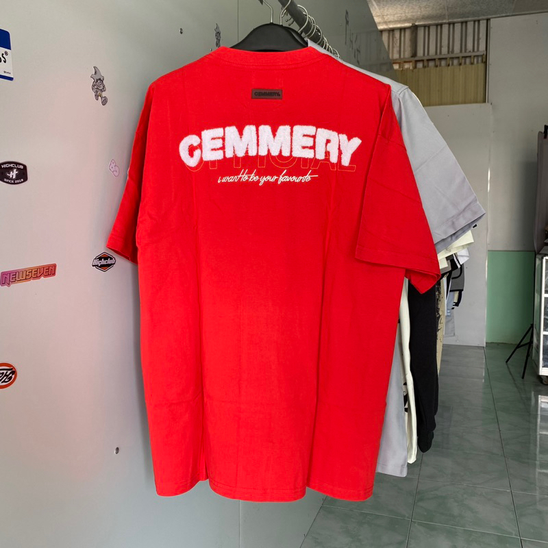 Áo Thun Cemmery Đỏ Thêu Xù Size L
