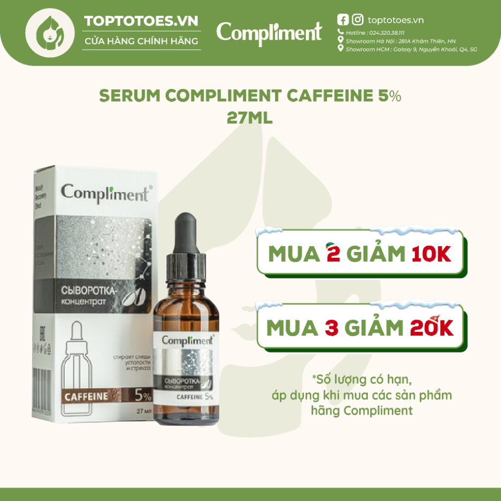 Serum Compliment 5% Caffeine giúp săn chắc, tái tạo và trẻ hóa da - 27ml