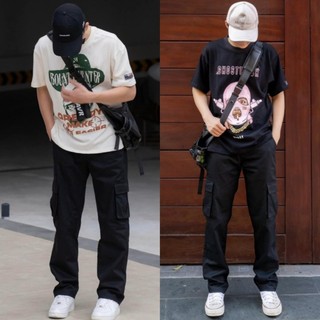 Quần jogger nam túi hộp vải kaki kiểu hàn quốc Quần ống rộng nam dáng dài thể thao dây rút gấu ống suông cạp chun