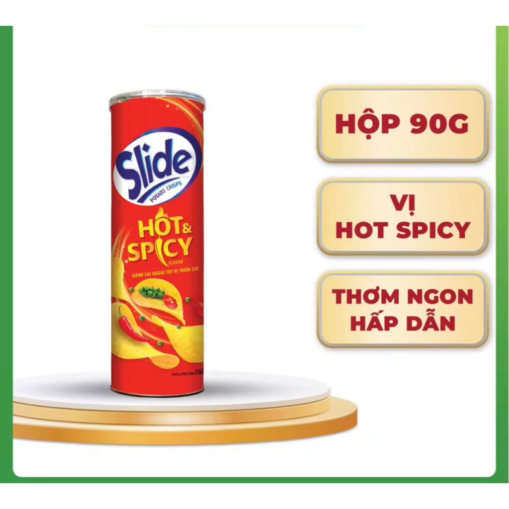 Snack Khoai Tây Slide - Vị Thơm Cay - Kinh Đô - Lon 90g