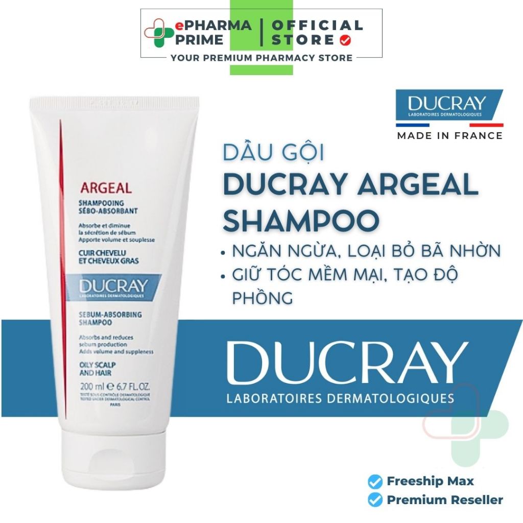 Dầu Gội Ducray Argeal Shampoo For Only Hair Sạch Gàu, Bã Nhờn Cho Tóc 200ml
