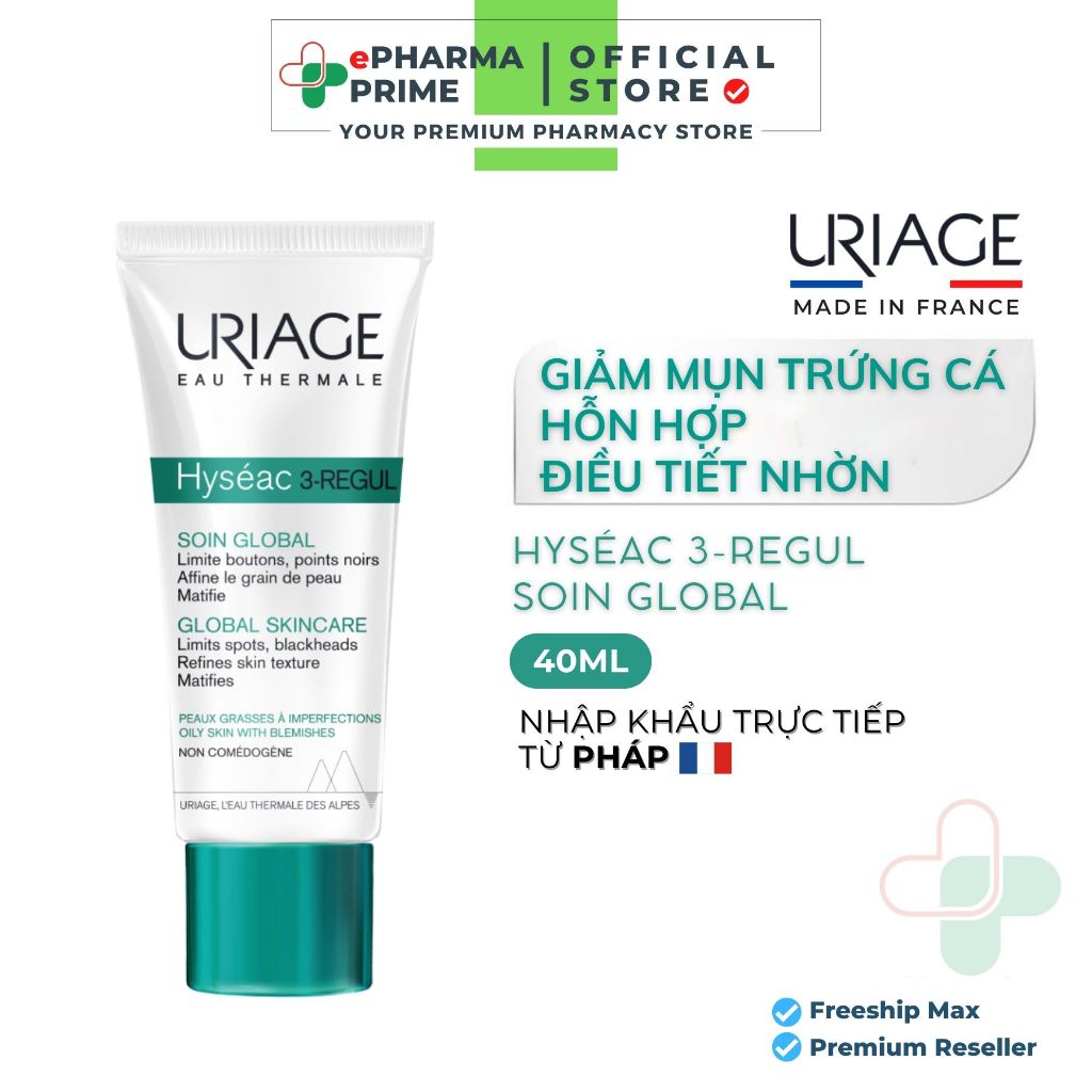 Kem Ngừa Mụn URIAGE Hyseac 3-Regul Soin Global Dành Cho Da Dầu, Mụn 40ml