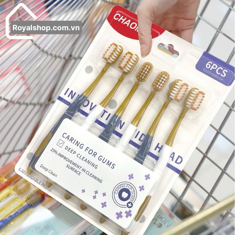 Combo 6 bàn chải đánh răng nhập khẩu CHOCOIKES lông mềm - chải siêu êm - Hàng chất lượng cao