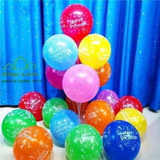Bóng bóng cao su in chữ Happy Birthday nhiều màu