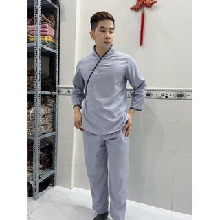 ĐỒ LAM ĐI CHÙA  Mẫu Chéo Nhật Nam vải kate mỏng mềm dành cho nam