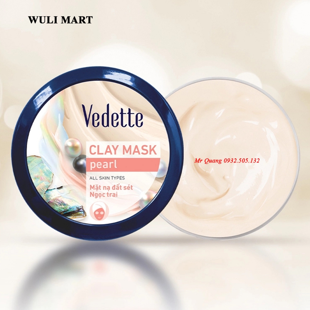 Mặt Nạ Đất Sét VEDETTE Pearl Ngọc Trai 145g làm sáng, nuôi dưỡng da trắng tự nhiên.