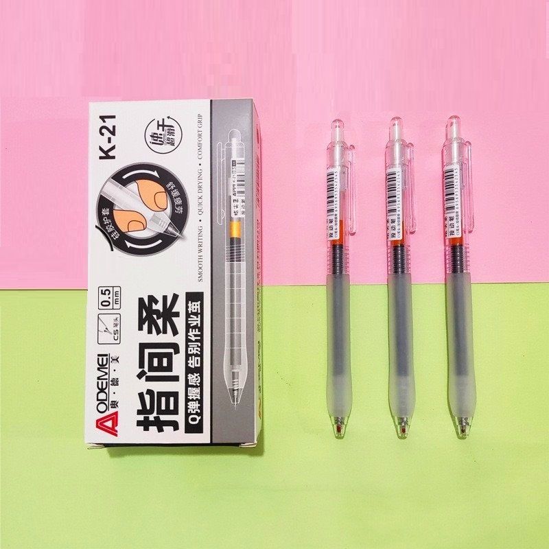Bút gel nước AODEMEI K-21 ngòi 0.5mm mực xanh / Bút bi nước bấm AODEMEI K21 viết êm trơn nhanh khô