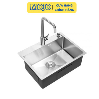 Chậu rửa bát 1 hố to đúc 100% inox304 bồn rửa chén 1 hộc dày 3.5mm cao cấp mojo