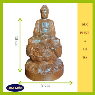 Tượng Phật A Di Đà để xe hơi CAO 15CM BẰNG GỖ BÁCH XANH,trang trí ô tô, bàn làm việc, quà tặng {free ship}
