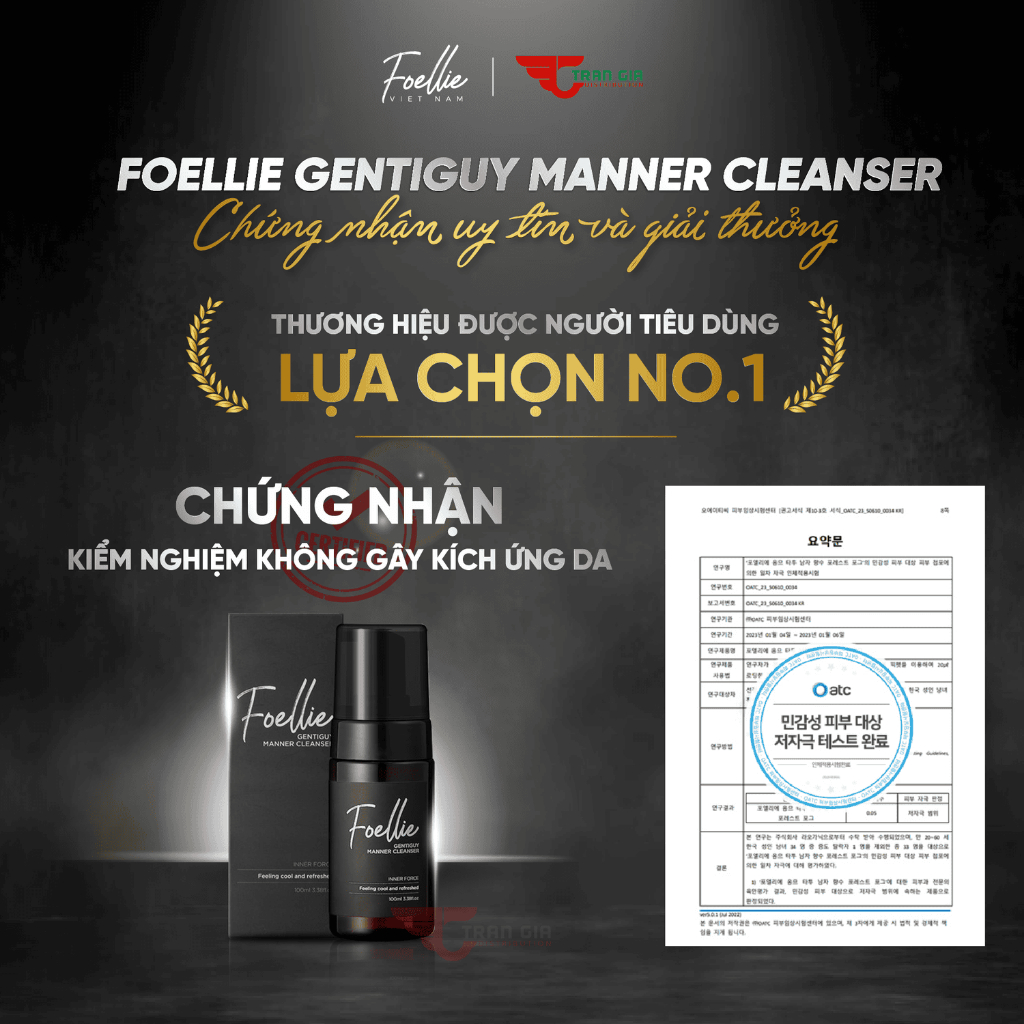 Dung dịch vệ sinh nam FOELLIE Cao Cấp Hàn Quốc, Bọt vệ sinh nam khử mùi, làm sạch mát lạnh độc đáo 100ml