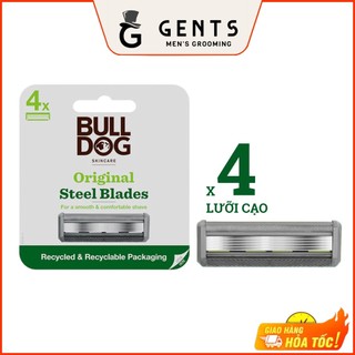 Hộp 4 lưỡi dao cạo râu Bulldog 5 lưỡi kép Original Steel Blades