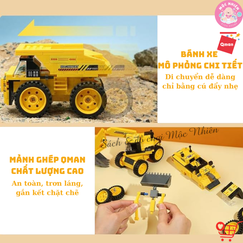 Đồ chơi xếp hình lắp ráp Qman 42110 - Xe xây dựng  - Dành cho bé từ 6 tuổi