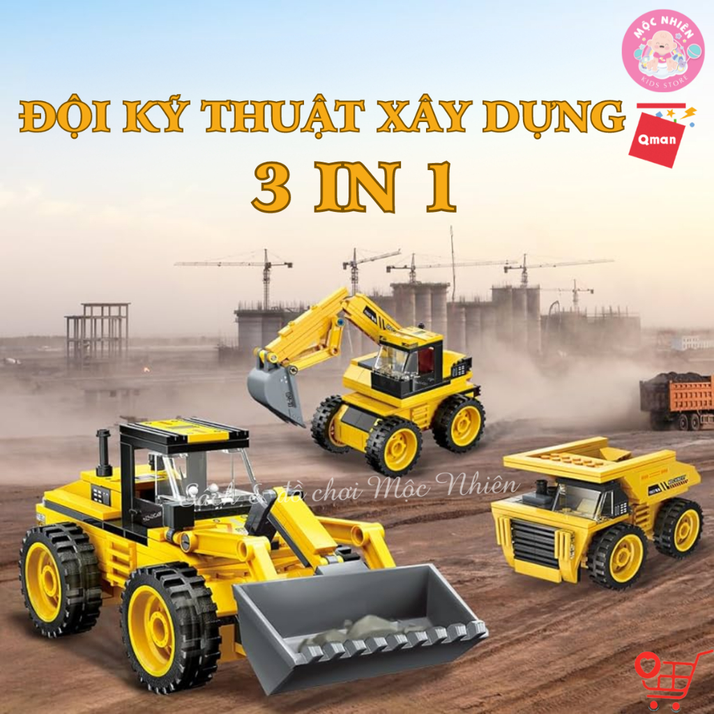 Đồ chơi xếp hình lắp ráp Qman 42110 - Xe xây dựng  - Dành cho bé từ 6 tuổi