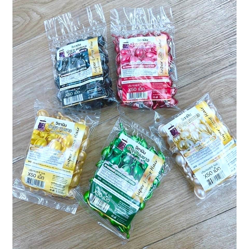 Túi 50 Viên Serum Dưỡng Tóc Super Long Hair Thái Lan