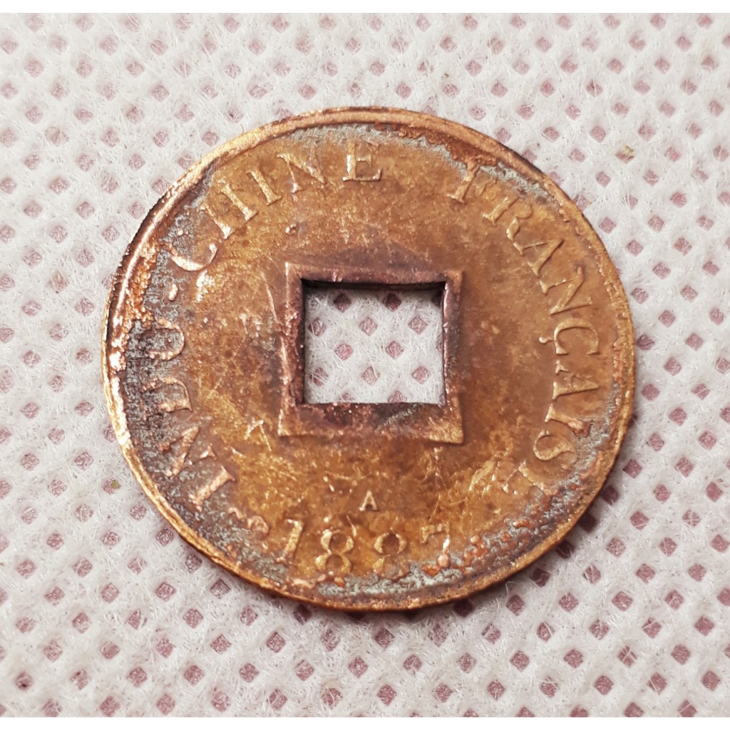 Đồng xu 2 cắc Sapeque Đông Dương năm 1887