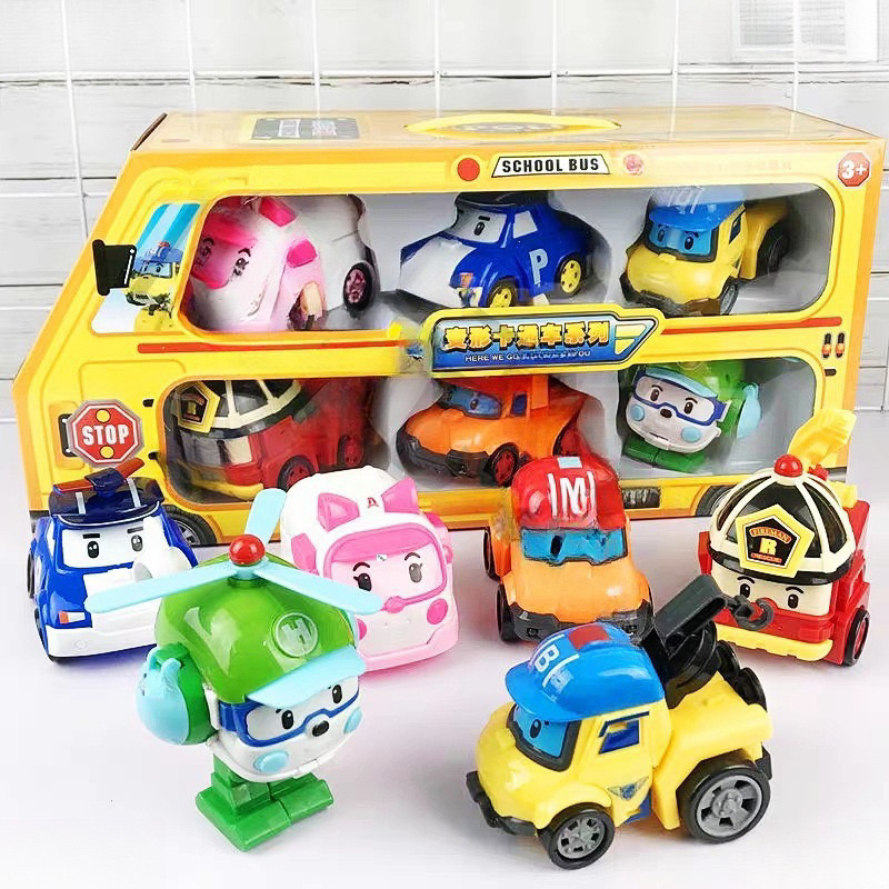 Bộ Đồ chơi 6 xe Robocar Poli biến hình cứu hoả, cứu thương, cảnh sát cho bé