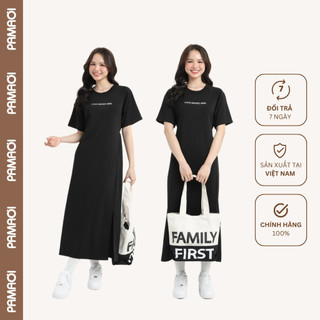 Đầm Thun Dáng Dài Màu Đen Love Grows Here