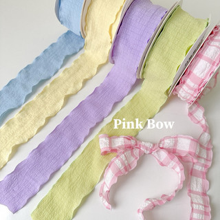 Cuộn 7m dây ruy băng vải xốp ngang 4cm nhún gói đủ màu pastel