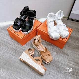 Sandal xuồng chữ H đế bằng viền cói