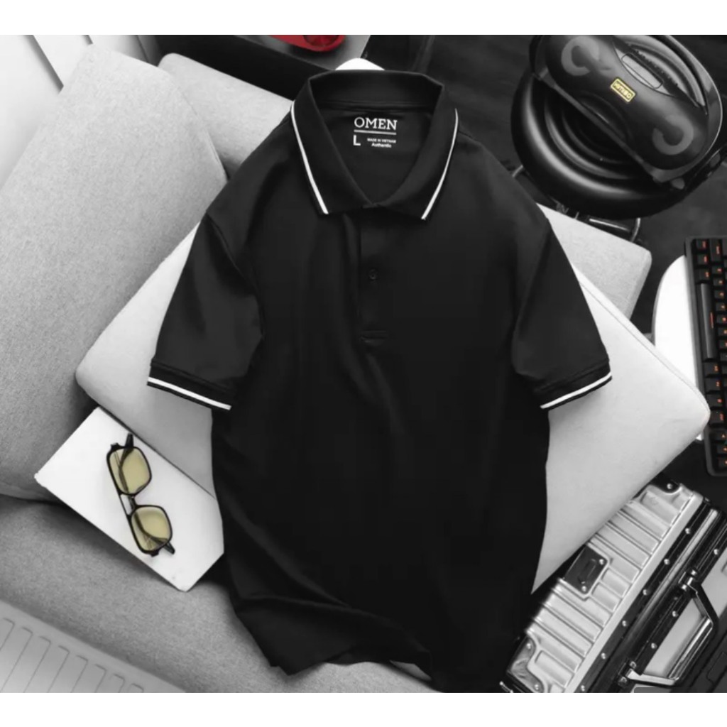 Áo thun nam Polo OMEN vải cá sấu viền cổ