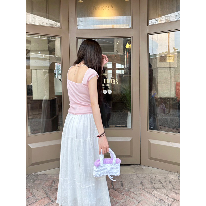 Áo kiểu nhún ngực phối nơ Tito 18made ✿ 𝐁𝐲 𝐄𝐢𝐠𝐡𝐭𝐞𝐞𝐧 𝐀𝐠𝐚𝐢𝐧