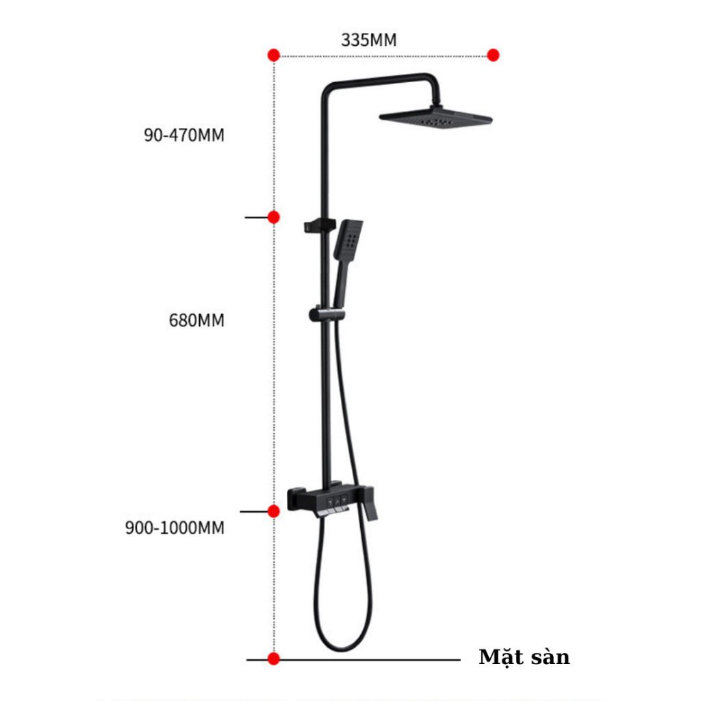 Sen Cây Tắm Đứng Phím Đàn HATO Inox 304 Mạ Crom, Vòi Sen Tắm Đứng Bảo Hành Chính Hãng 5 Năm