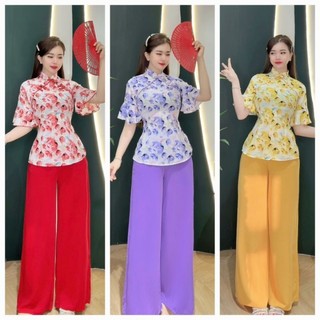 Bộ bà ba tay loe size 40_65kg/bộ bà bà lụa hoa/bộ lam tay loe