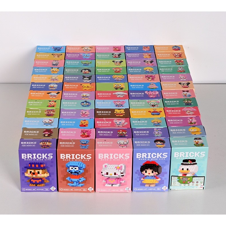 Đồ chơi lắp ráp Bricks 60 mẫu nhân vật hoạt hình disney mini siêu đáng yêu thích hợp làm quà tặng vật trang trí