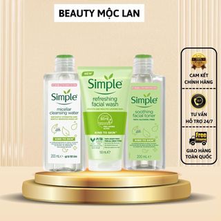 Combo Simple 3 Món Nước Tẩy trang Sữa Rữa Mặt Nước Hoa Hồng Chính Hãng