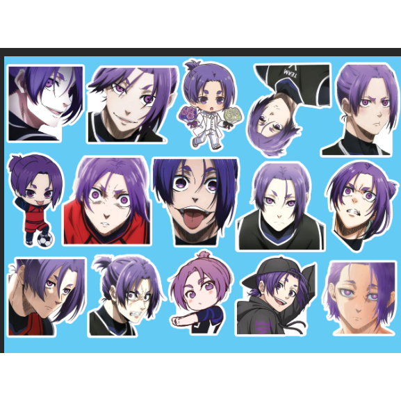 - Set 10/15  Sticker Reo Mikage / Reo anime/manga Blue Lock dán trang trí laptop, điện thoại siêu đẹp