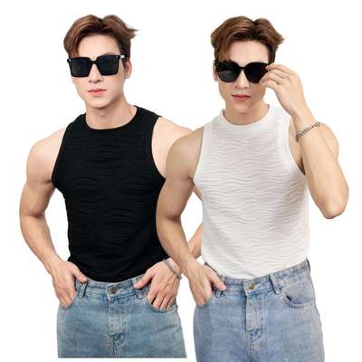 Áo Thun Ba Lỗ Tanktop Cổ Tròn Họa Tiết Lượn Sóng Form Body Thương Hiệu Mr Twins - BLLS