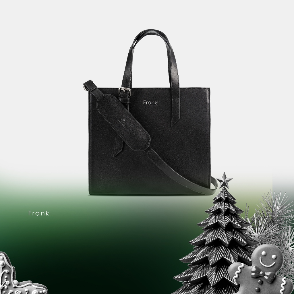 Túi Đeo Chéo Nam Da Bò Mastrotto Cao Cấp FRANK Santiago M Tote Bag Túi Xách Da Công Sở Nam Màu Đen-Jet Black