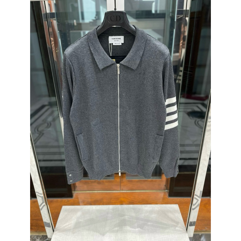 Áo khoác len - Thom Browne - TB Jacket zip 4bar xám new2023
