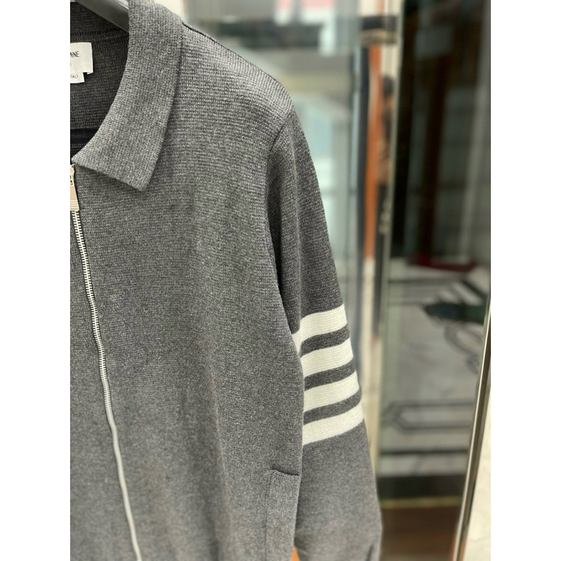 Áo khoác len - Thom Browne - TB Jacket zip 4bar xám new2023