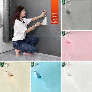 Giấy dán tường trơn màu pastel có sẵn keo bóc dán cuộn dài 10mx45cm, decal dán tường chống thấm nước