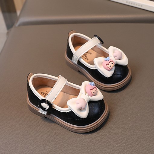 Giày búp bê nơ da mềm tập đi đính icon HOT 2024 mã C2333 Quảng Châu cao cấp cho bé gái từ 6 tháng đến 3 tuổi