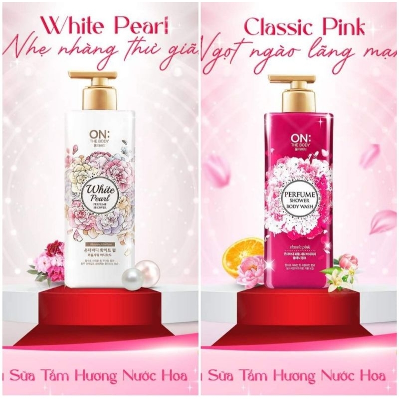 CHÍNH HÃNG Sữa tắm  hương nước hoa On the body Hàn Quốc WHITE PEARL- PEFUME SHOWER 1KG