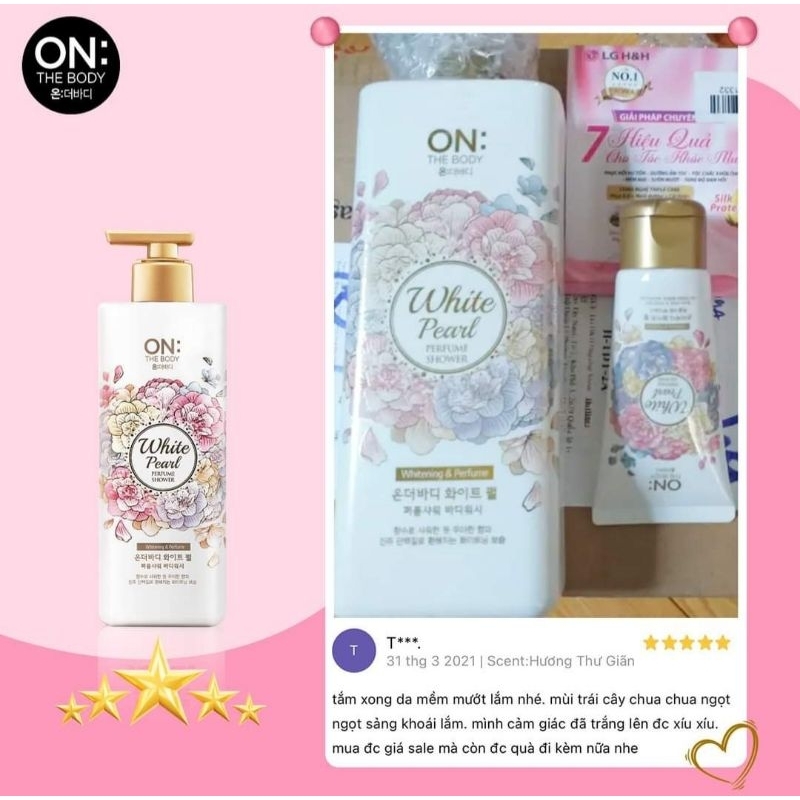 CHÍNH HÃNG Sữa tắm  hương nước hoa On the body Hàn Quốc WHITE PEARL- PEFUME SHOWER 1KG