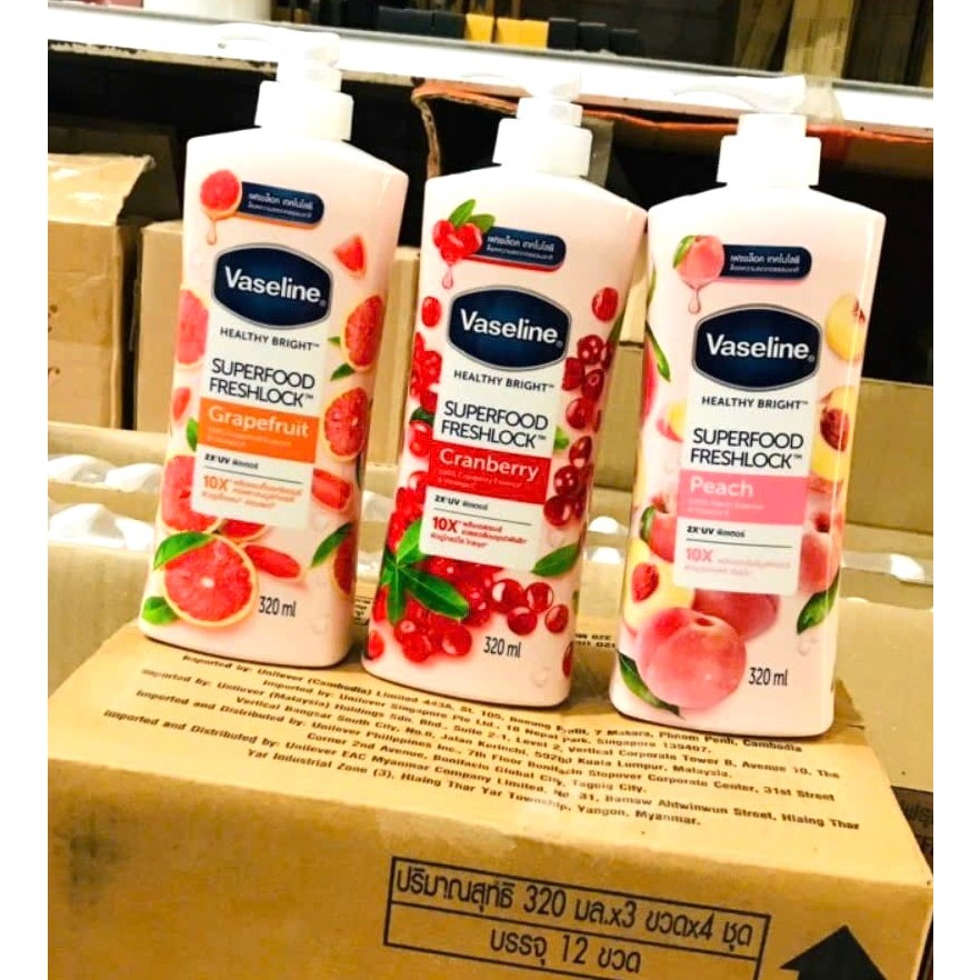 Dưỡng Thể Vaseline 10X Superfood Freshlock 320ml Thái Lan