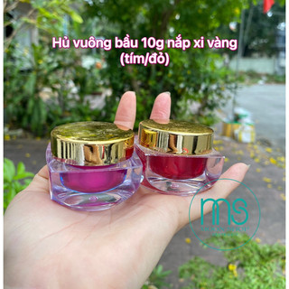Hủ vuông bầu nắp xi 10g màu tím & đỏ