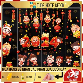 decal tết 2024 dán cửa kính trang trí TUNG HOME DECOR 2 mặt sẵn keo