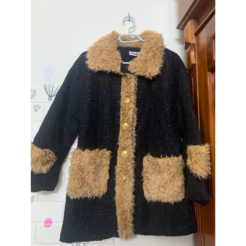 Pass dạ tweed viền lông