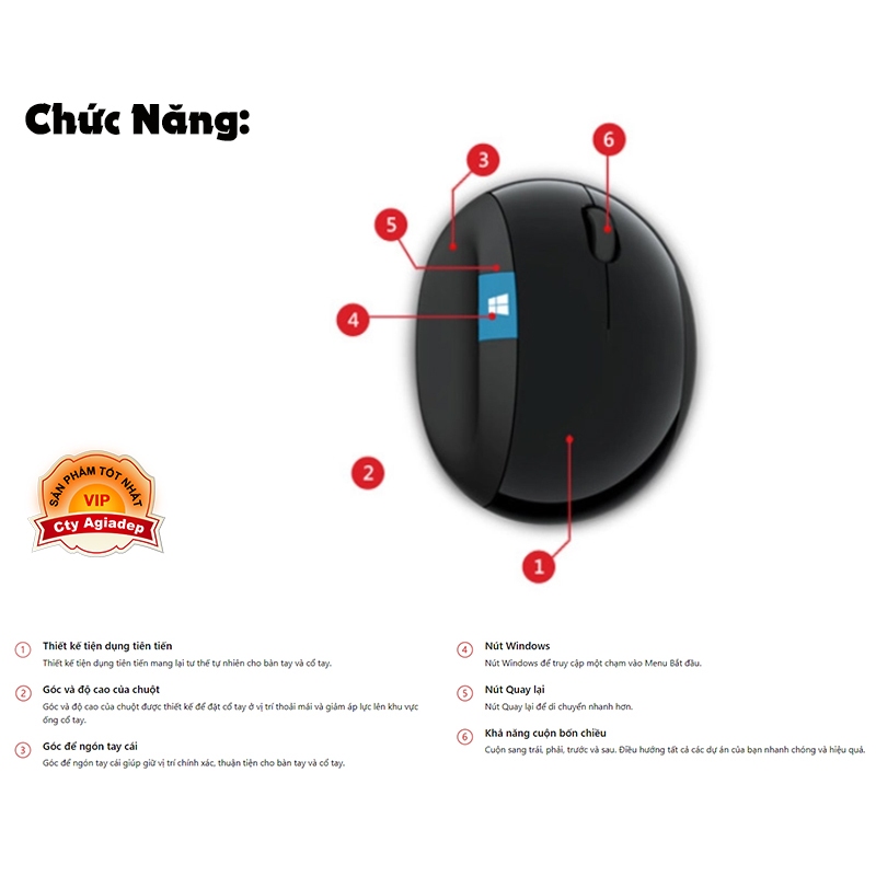 Chuột Microsoft Sculpt Ergonomic USB cho máy tính laptop chơi game vẽ CAD CAM