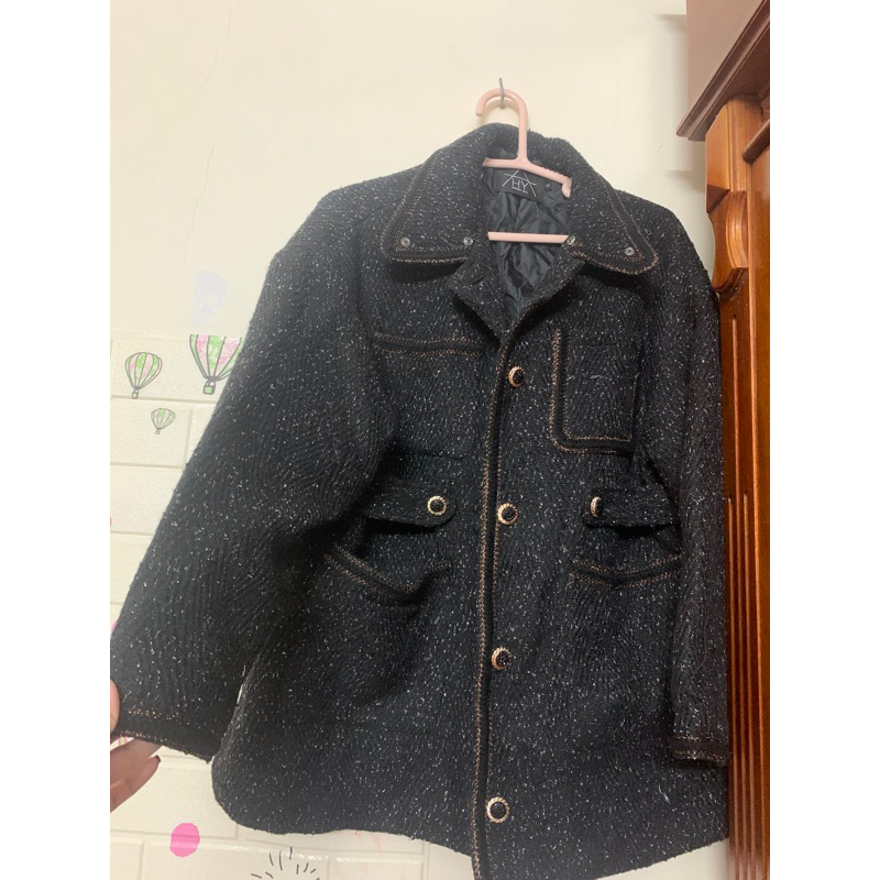 Pass dạ tweed viền nhũ