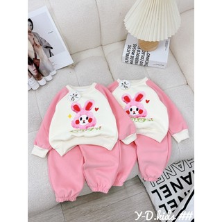 Bộ thỏ hồng nỉ 2 da bé gái l2