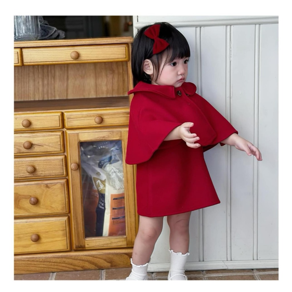 SÉT DẠ ĐỎ 2 CHI TIẾT ÁO CHOÀNG CHO BÉ